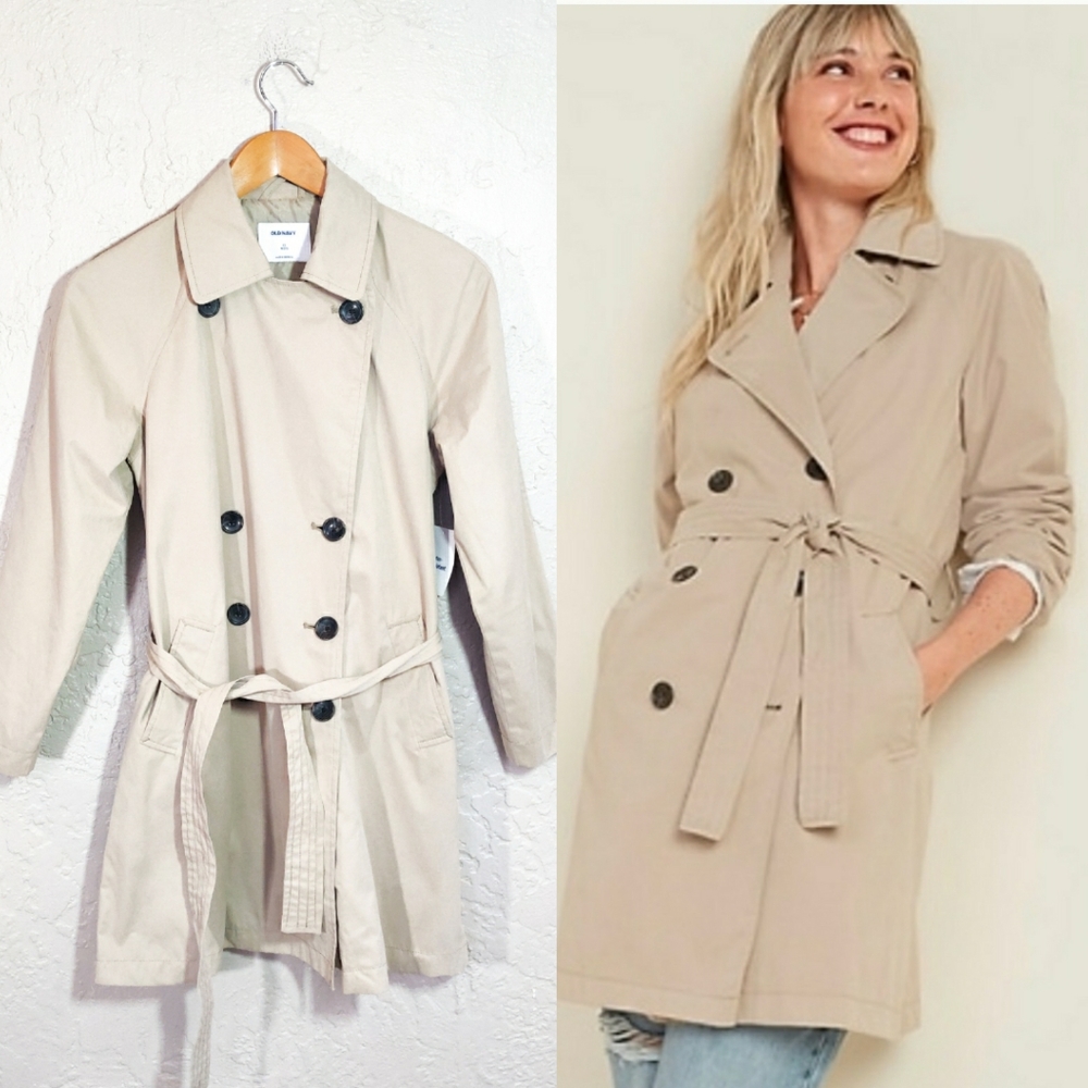 Old Navy Water Resistant Trench Coat Tan Size XS NEW